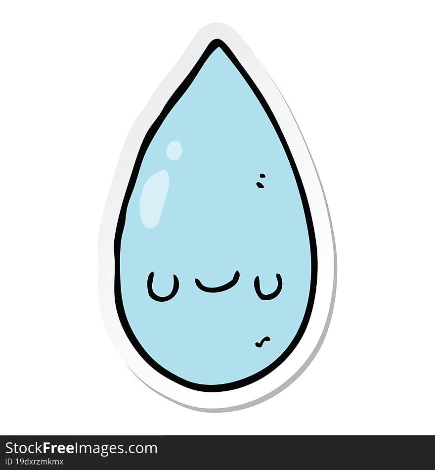 sticker of a cartoon cute raindrop