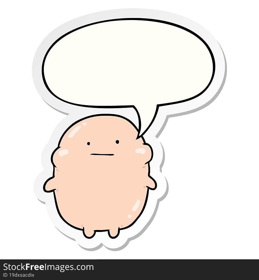 cute fat cartoon human and speech bubble sticker