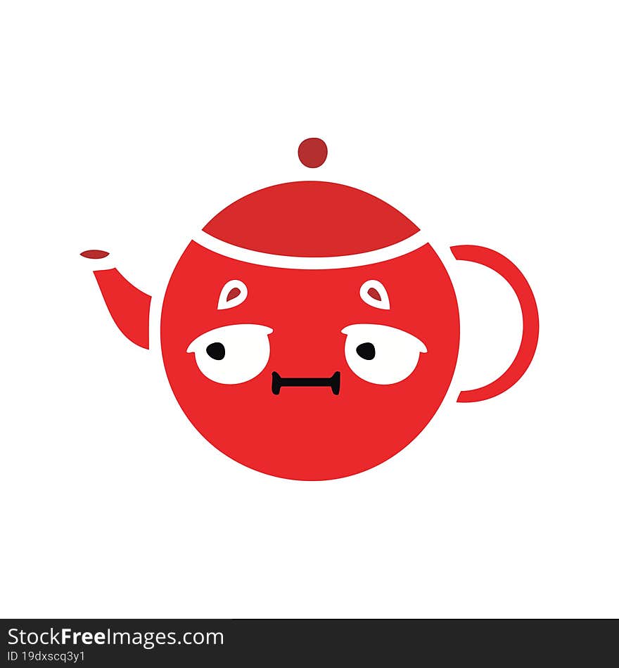 Flat Color Retro Cartoon Teapot