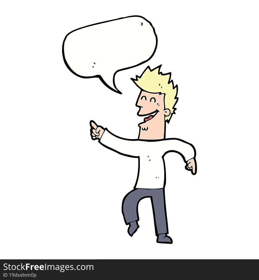 Cartoon Man Pointing And Laughing With Speech Bubble