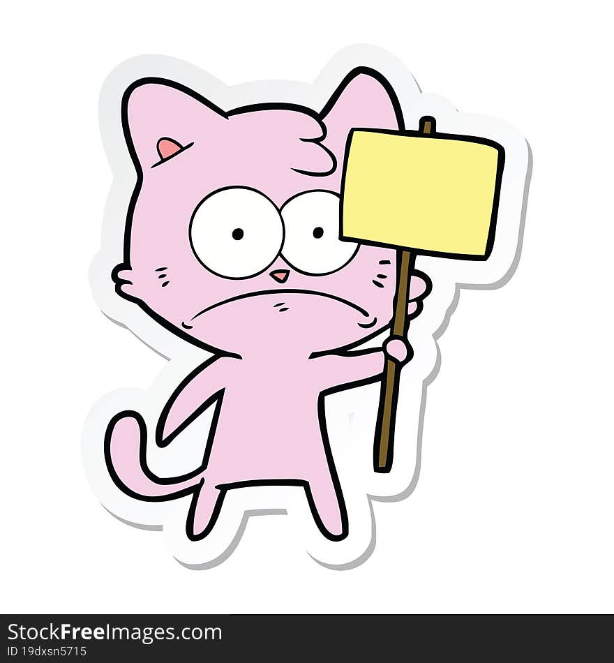 sticker of a cartoon nervous cat