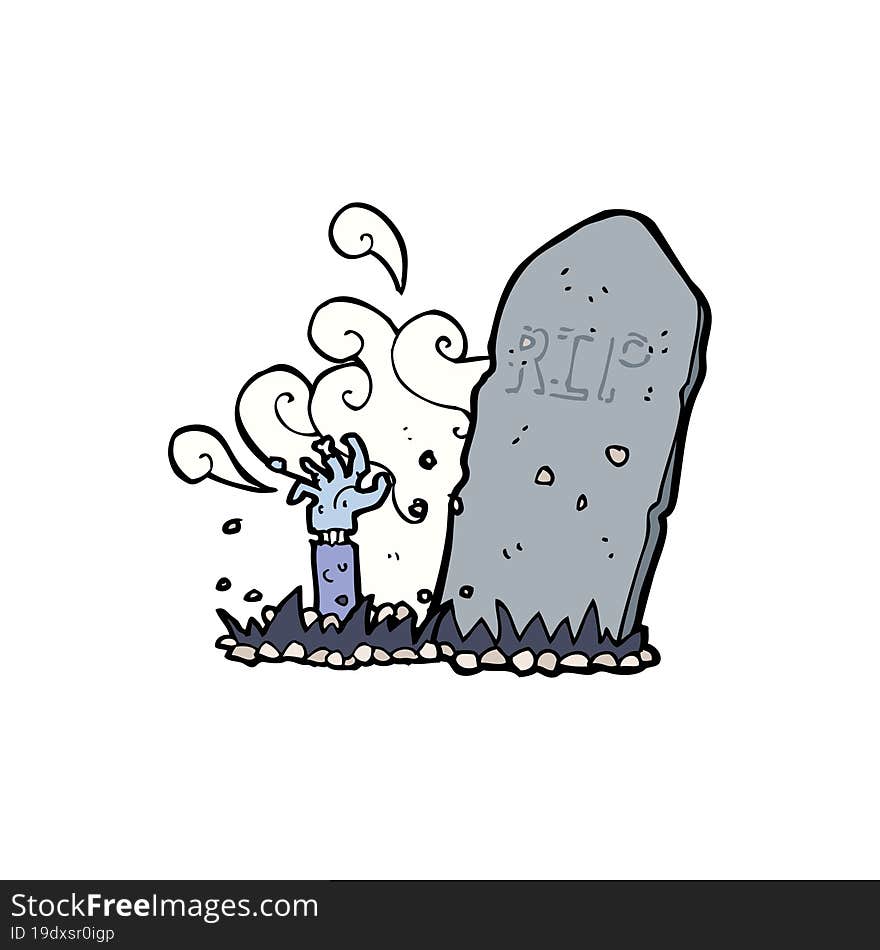 Cartoon Zombie Rising From Grave