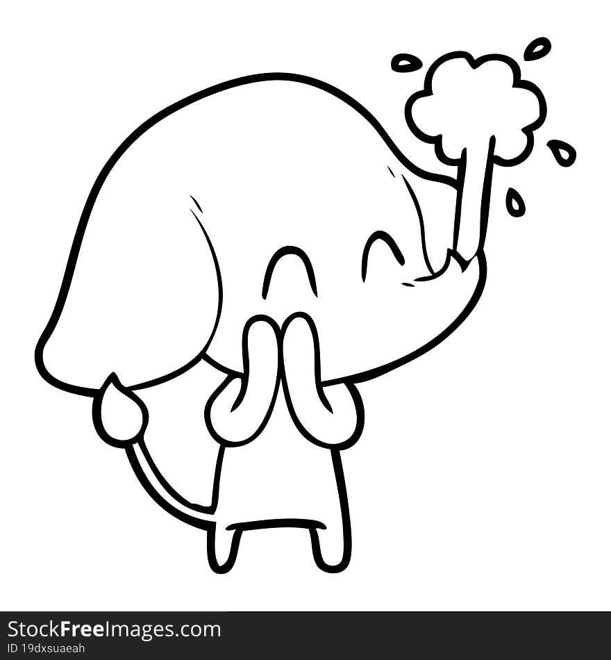 cute cartoon elephant spouting water. cute cartoon elephant spouting water