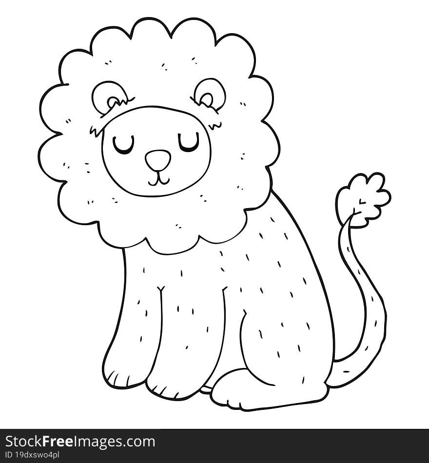 Black And White Cartoon Cute Lion