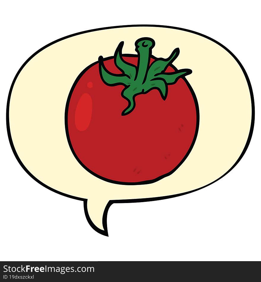 Cartoon Fresh Tomato And Speech Bubble