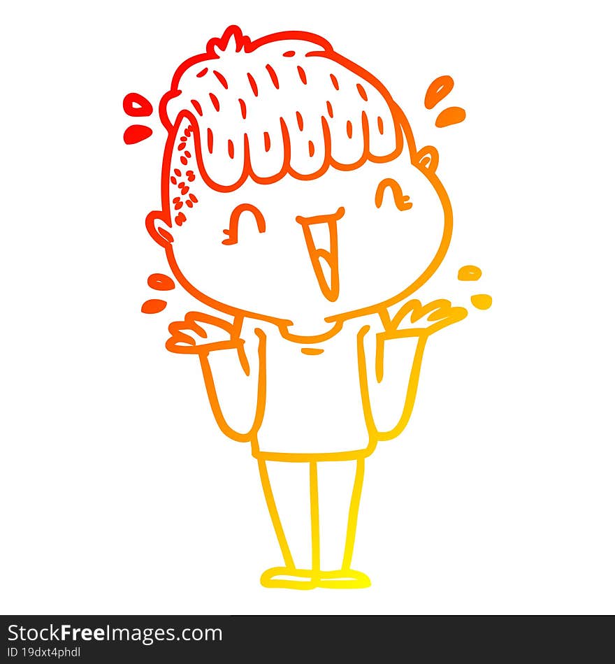 warm gradient line drawing cartoon happy boy surprised