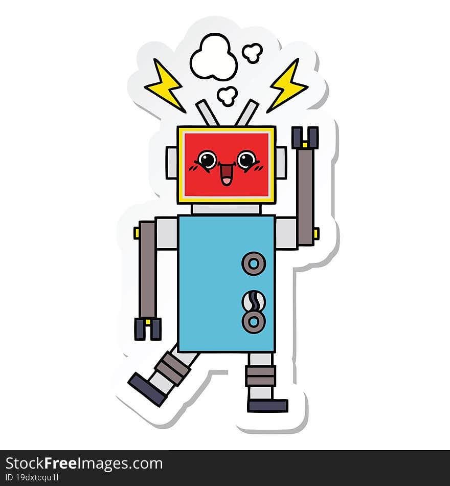 sticker of a cute cartoon robot