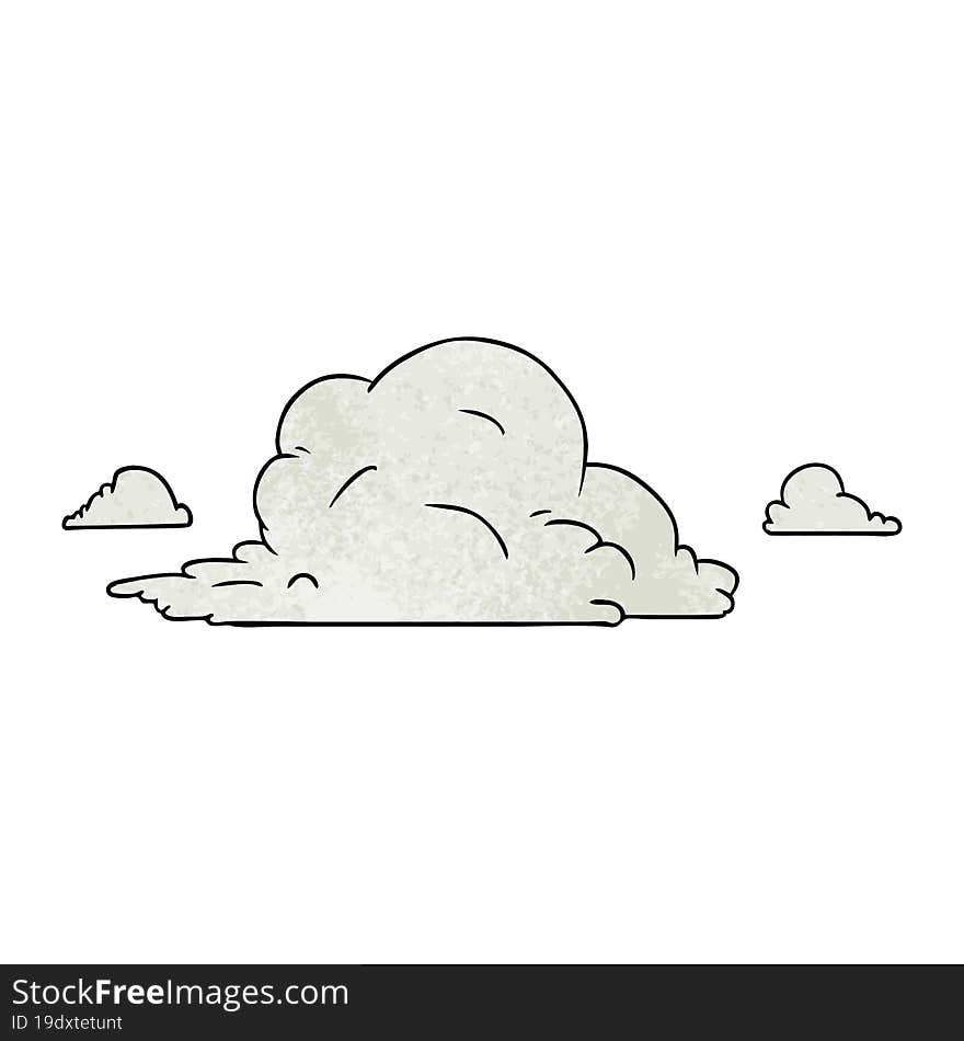 textured cartoon doodle of white large clouds