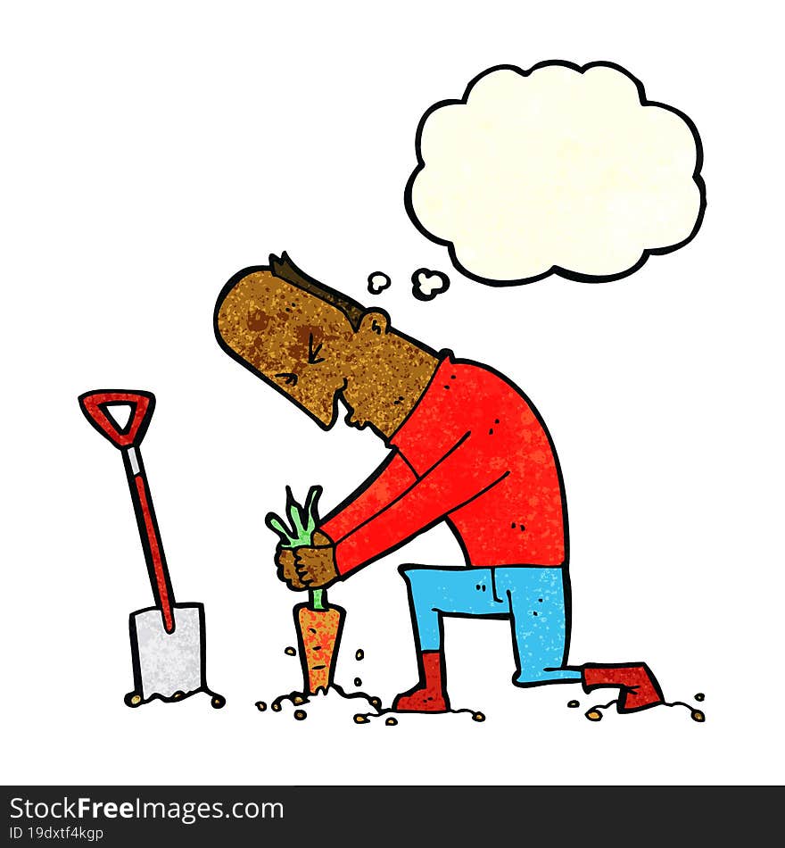 Cartoon Gardener With Thought Bubble