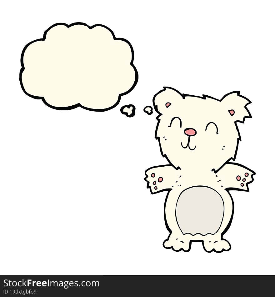 cartoon cute polar bear cub with thought bubble