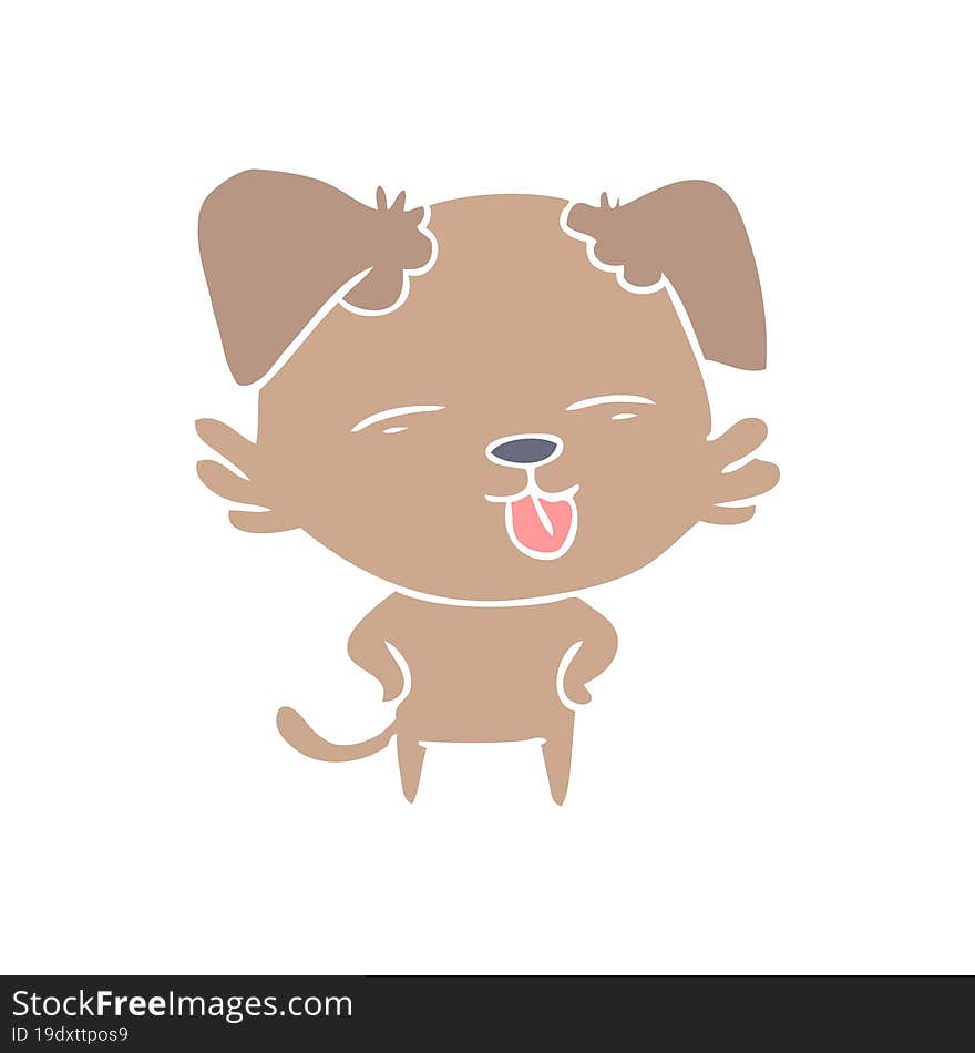 flat color style cartoon dog sticking out tongue