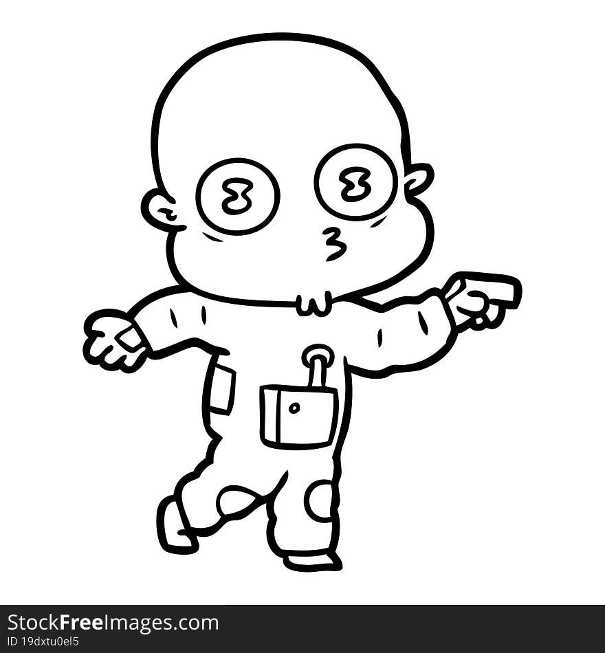 cartoon weird bald spaceman. cartoon weird bald spaceman