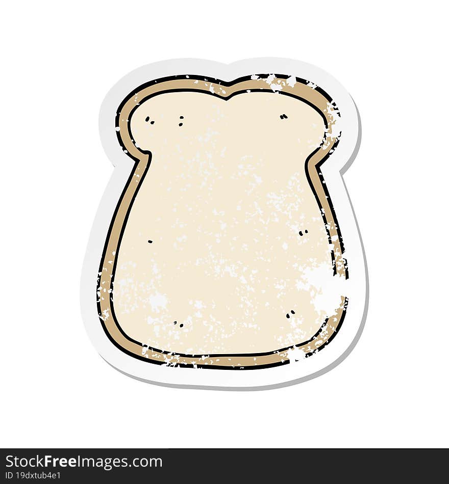 distressed sticker of a cartoon slice of bread