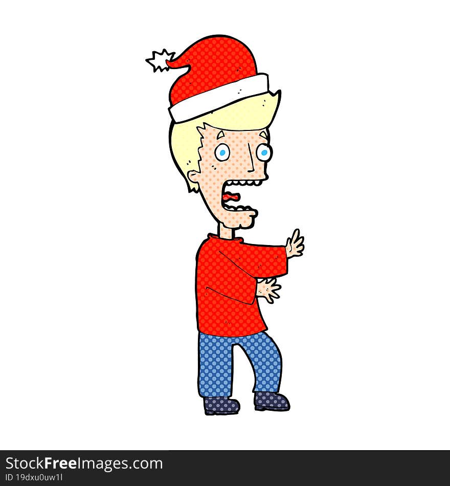 cartoon man getting ready for christmas. cartoon man getting ready for christmas