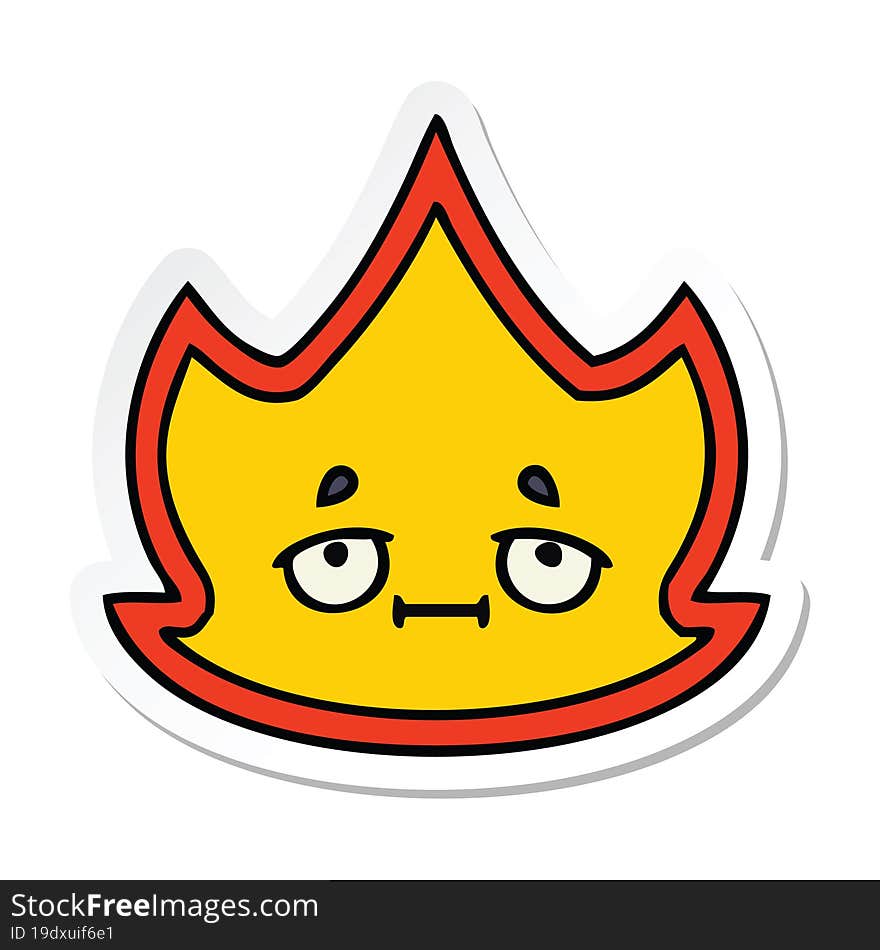 Sticker Of A Cute Cartoon Fire