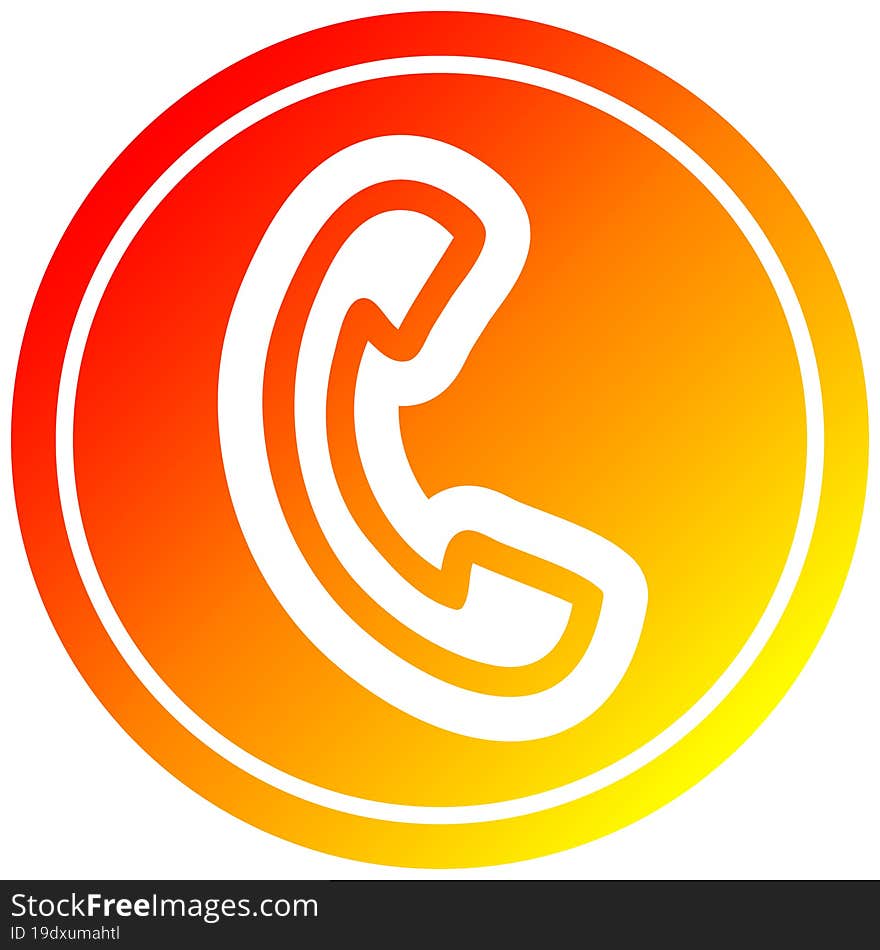 telephone handset circular in hot gradient spectrum