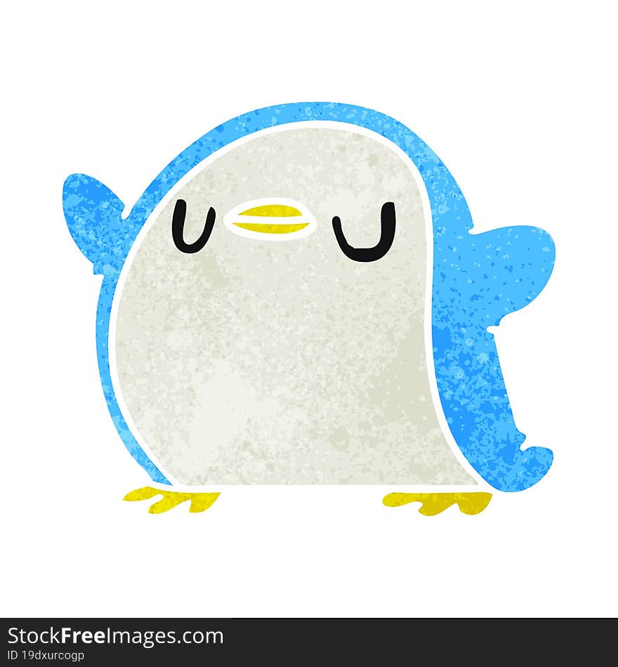 retro cartoon kawaii of a cute penguin