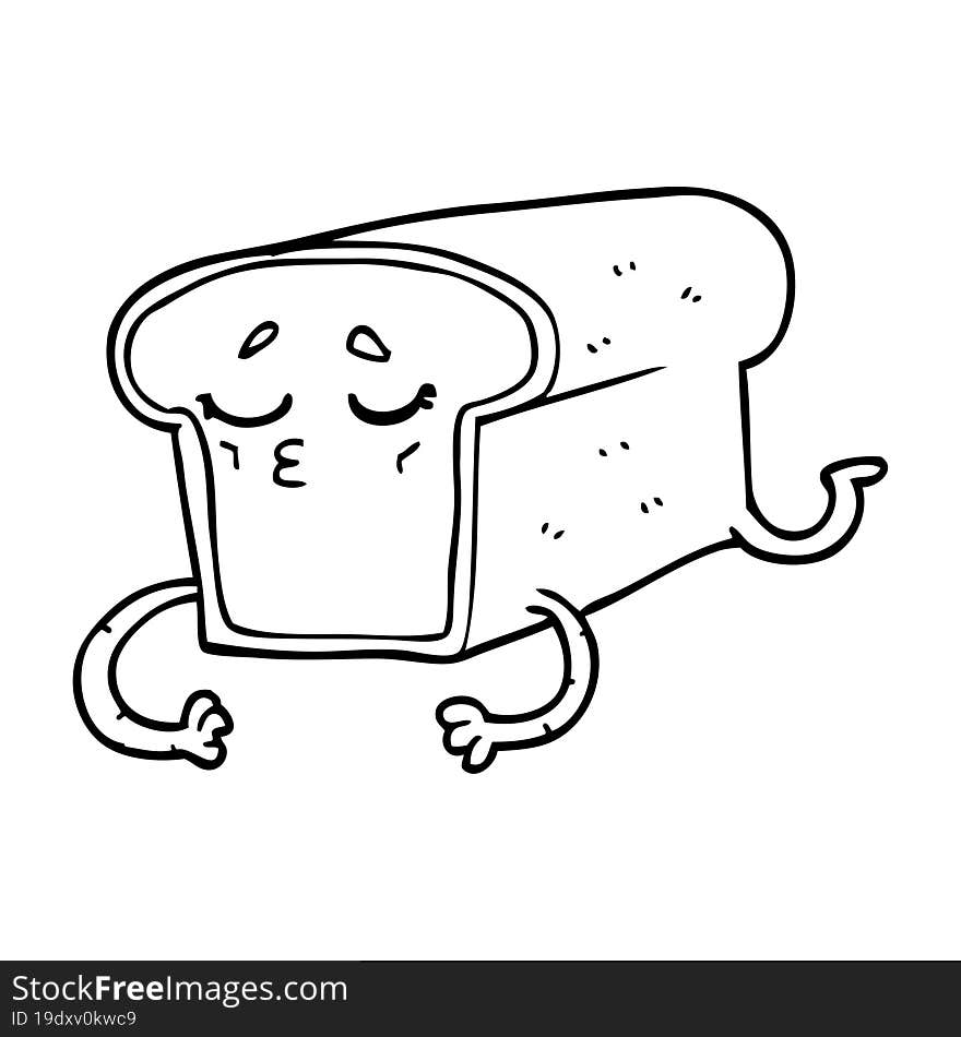 line drawing cartoon loaf of bread