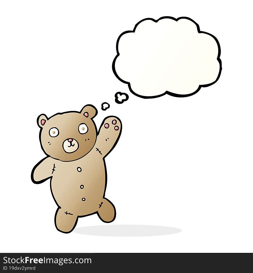 cartoon cute teddy bear with thought bubble