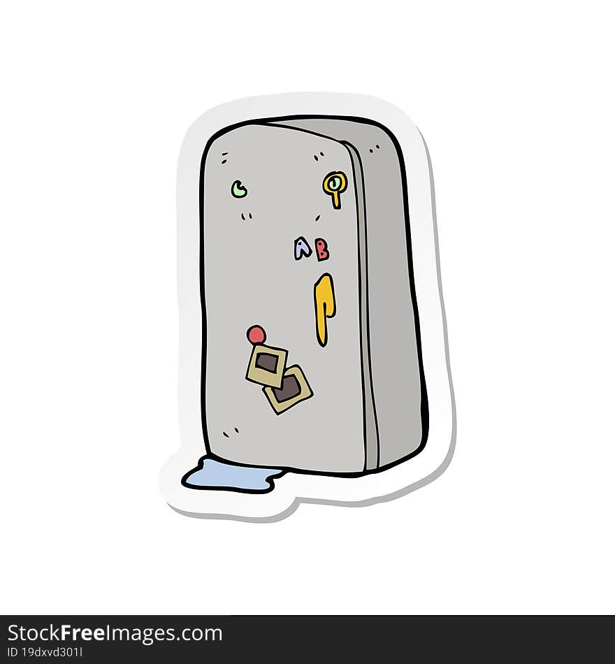 Sticker Of A Cartoon Refrigerator