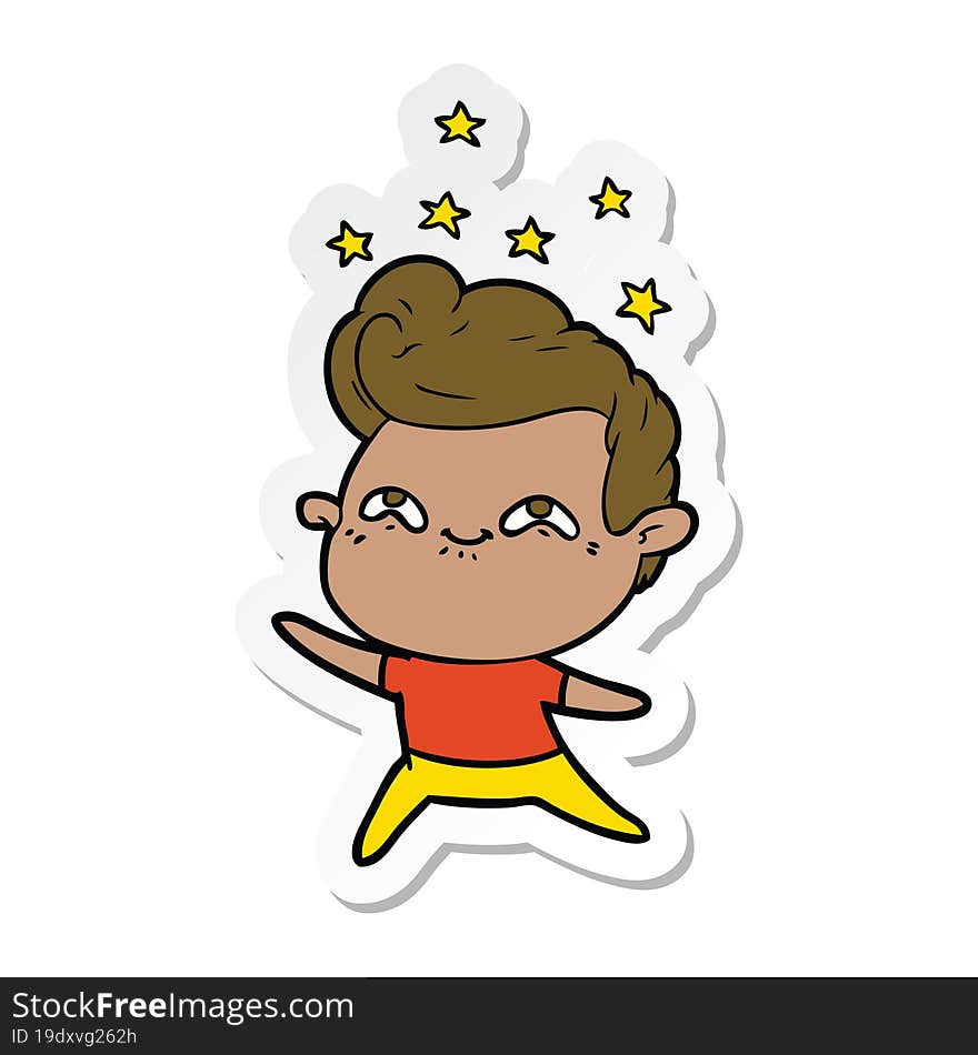 sticker of a cartoon excited man