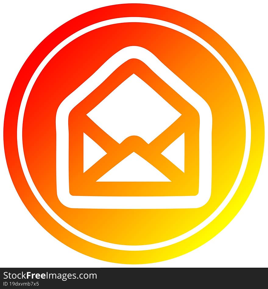 envelope letter circular icon with warm gradient finish. envelope letter circular icon with warm gradient finish