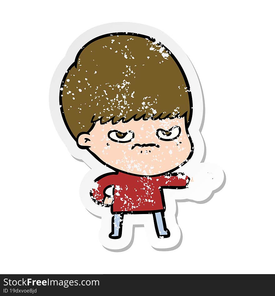 Distressed Sticker Of A Cartoon Boy