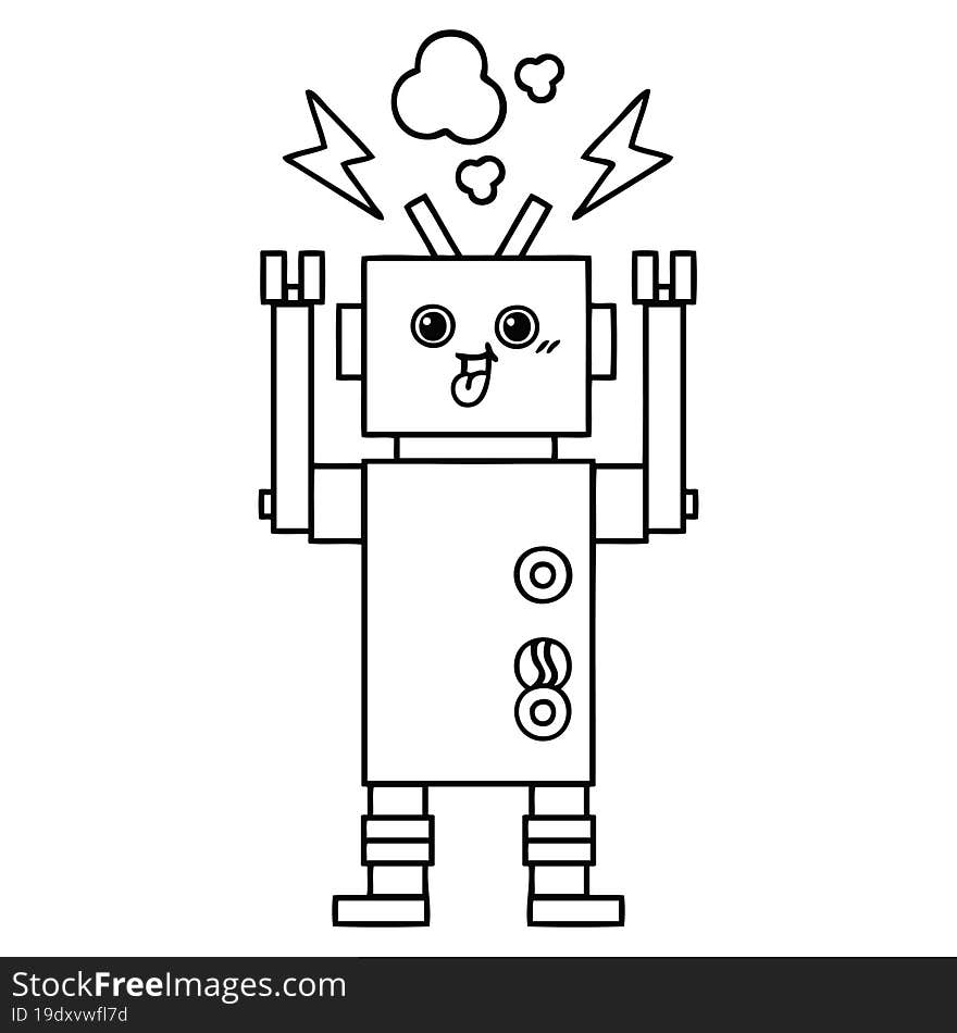 Line Drawing Cartoon Robot