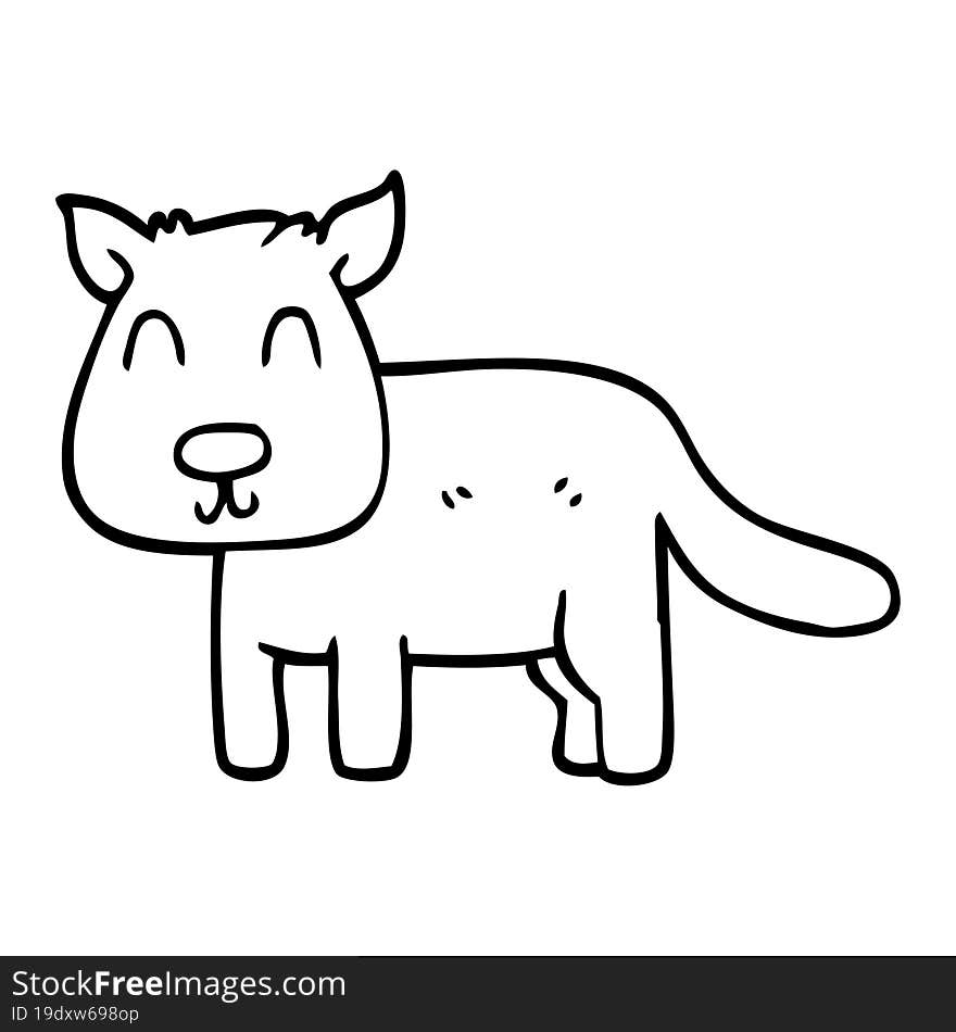 Line Drawing Cartoon Calm Dog