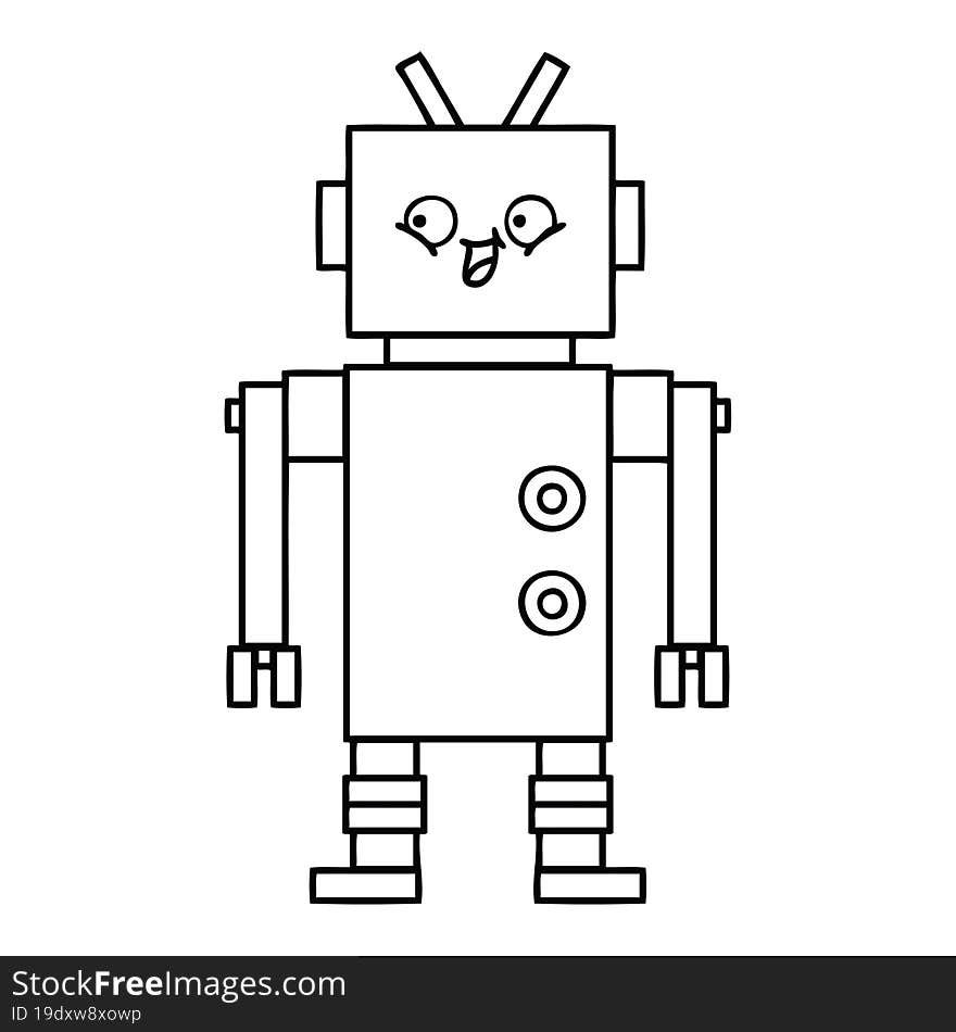 Line Drawing Cartoon Robot