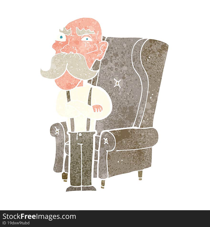 Cartoon Old Man And Chair