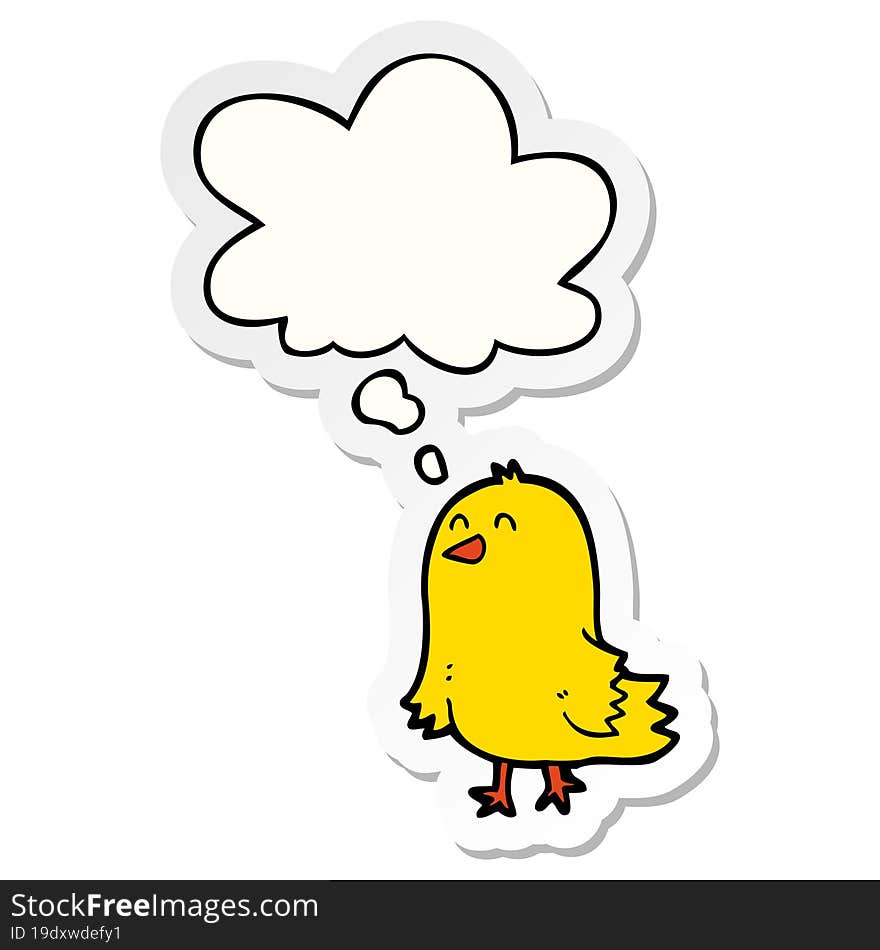 cartoon bird with thought bubble as a printed sticker