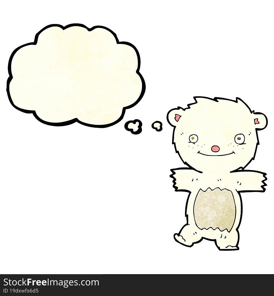 cartoon polar bear cub with thought bubble