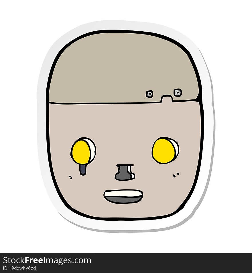 Sticker Of A Cartoon Robot Head