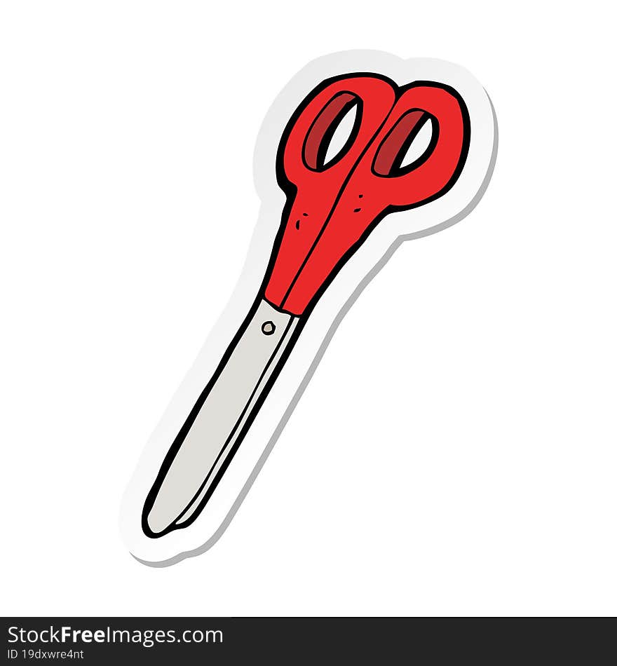 sticker of a cartoon scissors