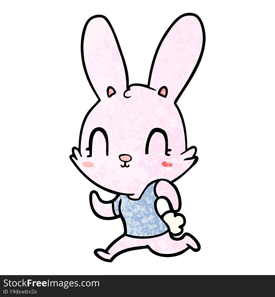 cute cartoon rabbit running. cute cartoon rabbit running