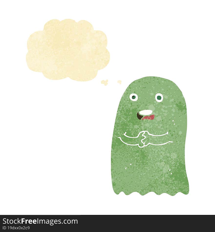 funny cartoon ghost with thought bubble