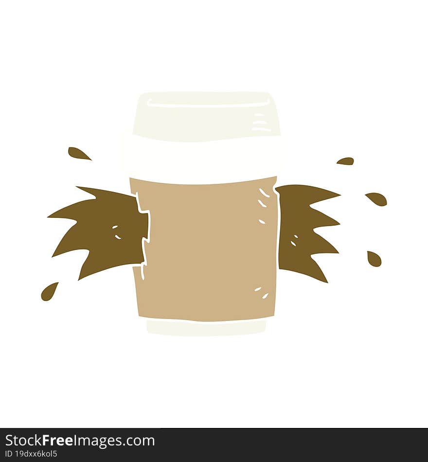 flat color illustration of a cartoon exploding coffee cup