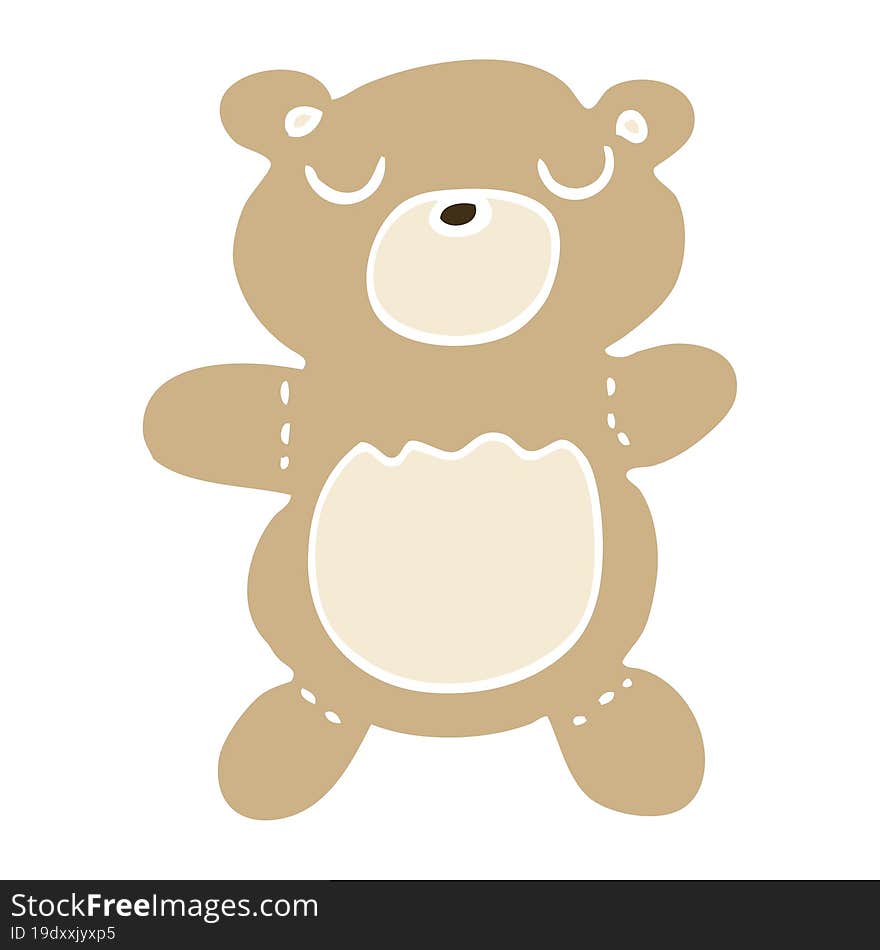 flat color illustration cartoon teddy bear