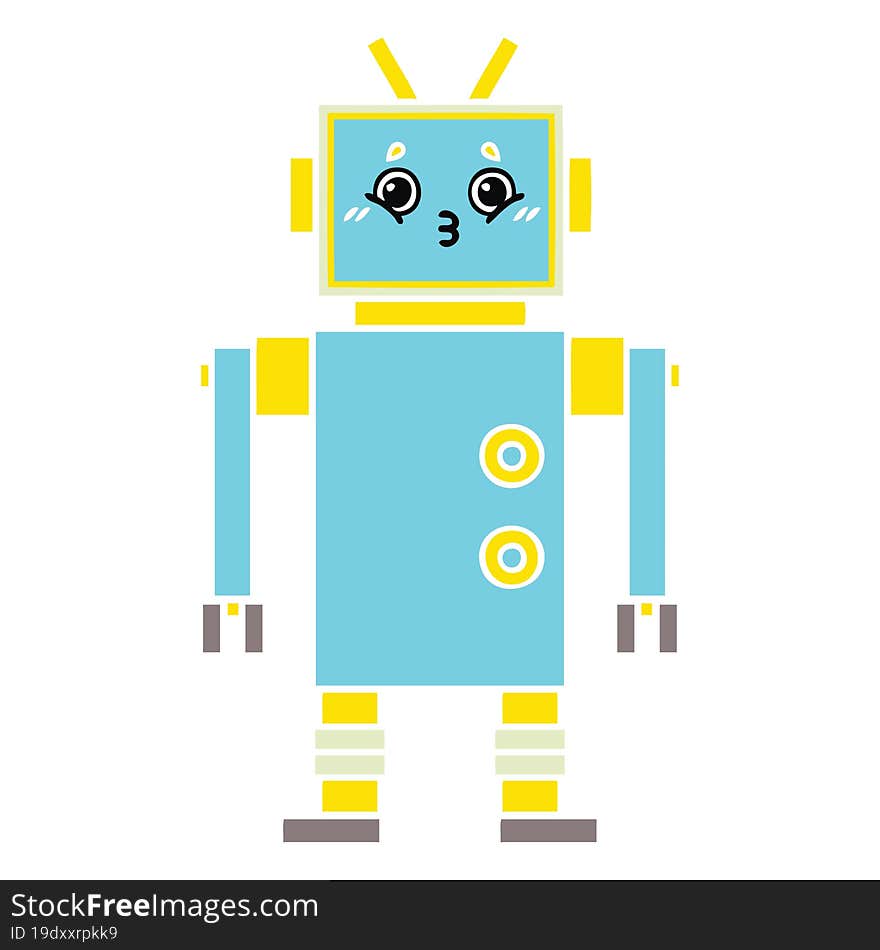 Flat Color Retro Cartoon Robot