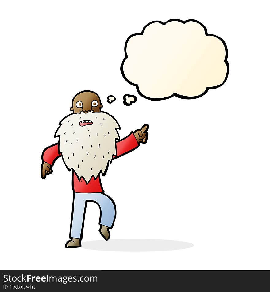 cartoon stressed old man with thought bubble