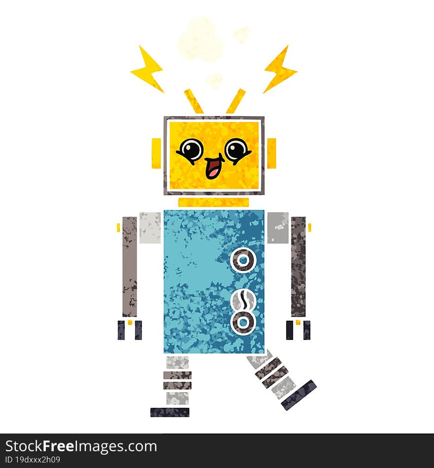 Retro Illustration Style Cartoon Robot