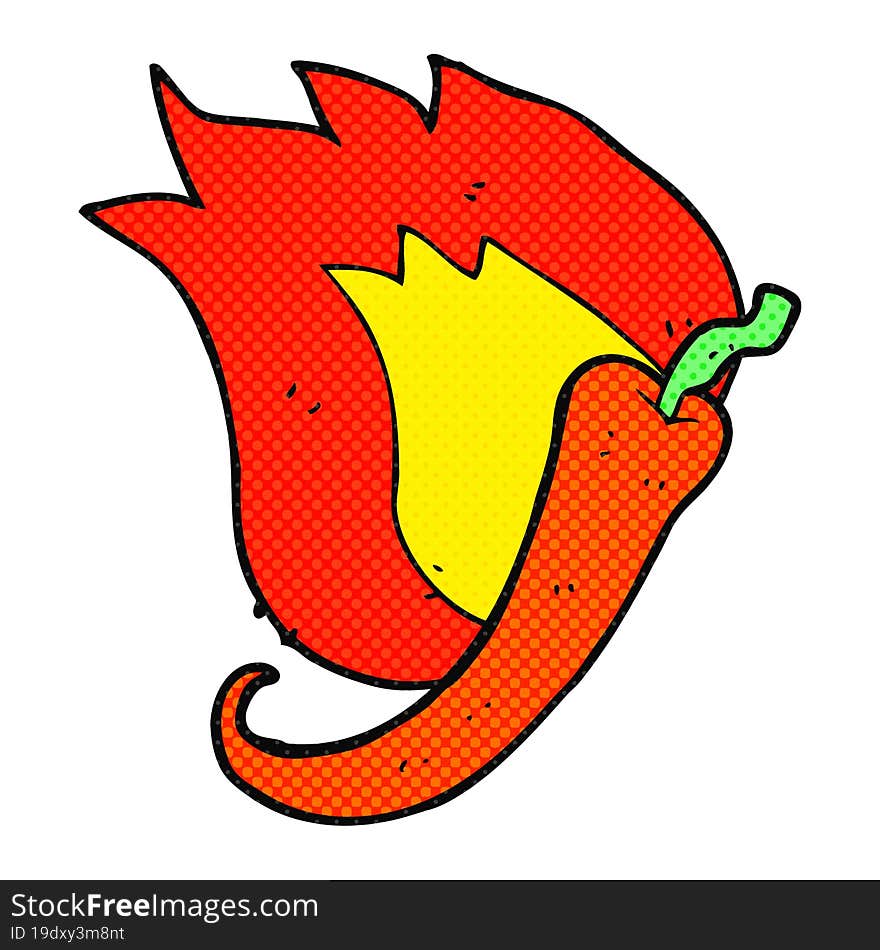 cartoon flaming hot chilli pepper