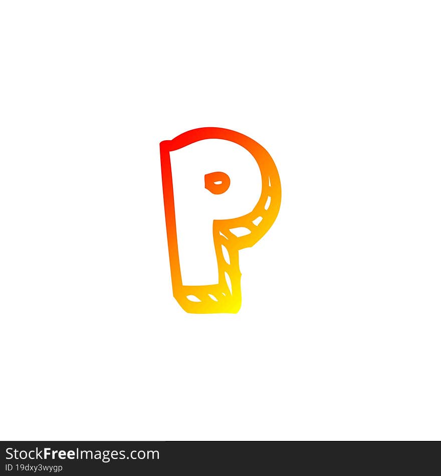 Warm Gradient Line Drawing Cartoon Letter P