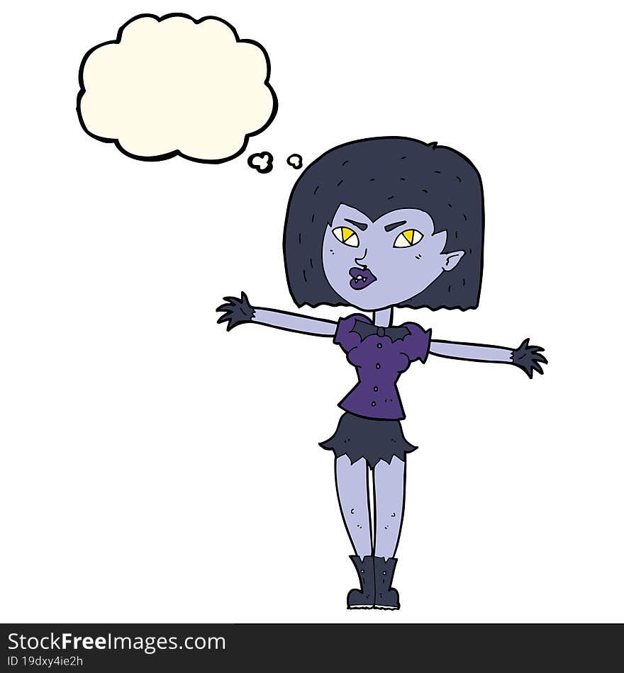 cartoon vampire girl with thought bubble