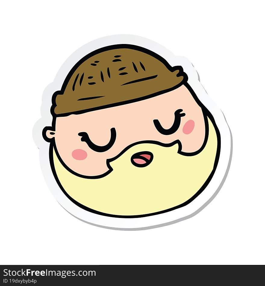 sticker of a cartoon male face with beard