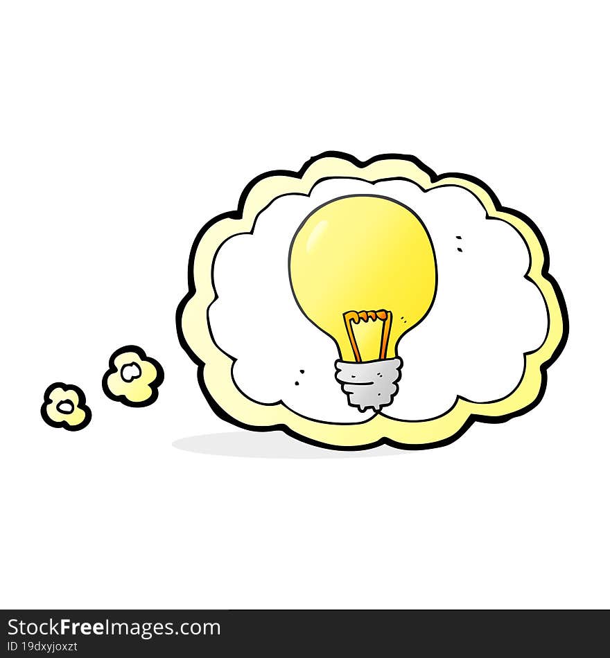 freehand drawn thought bubble cartoon light bulb