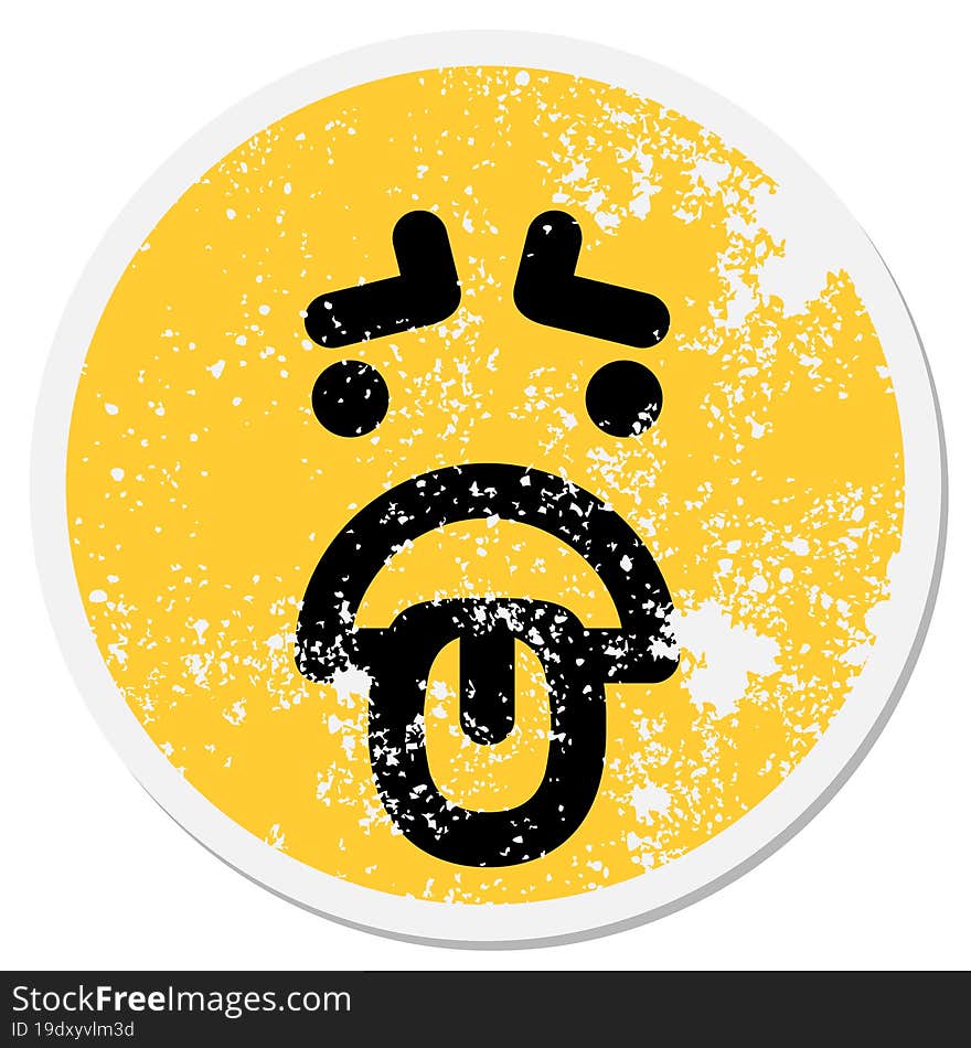 distraught face circular sticker