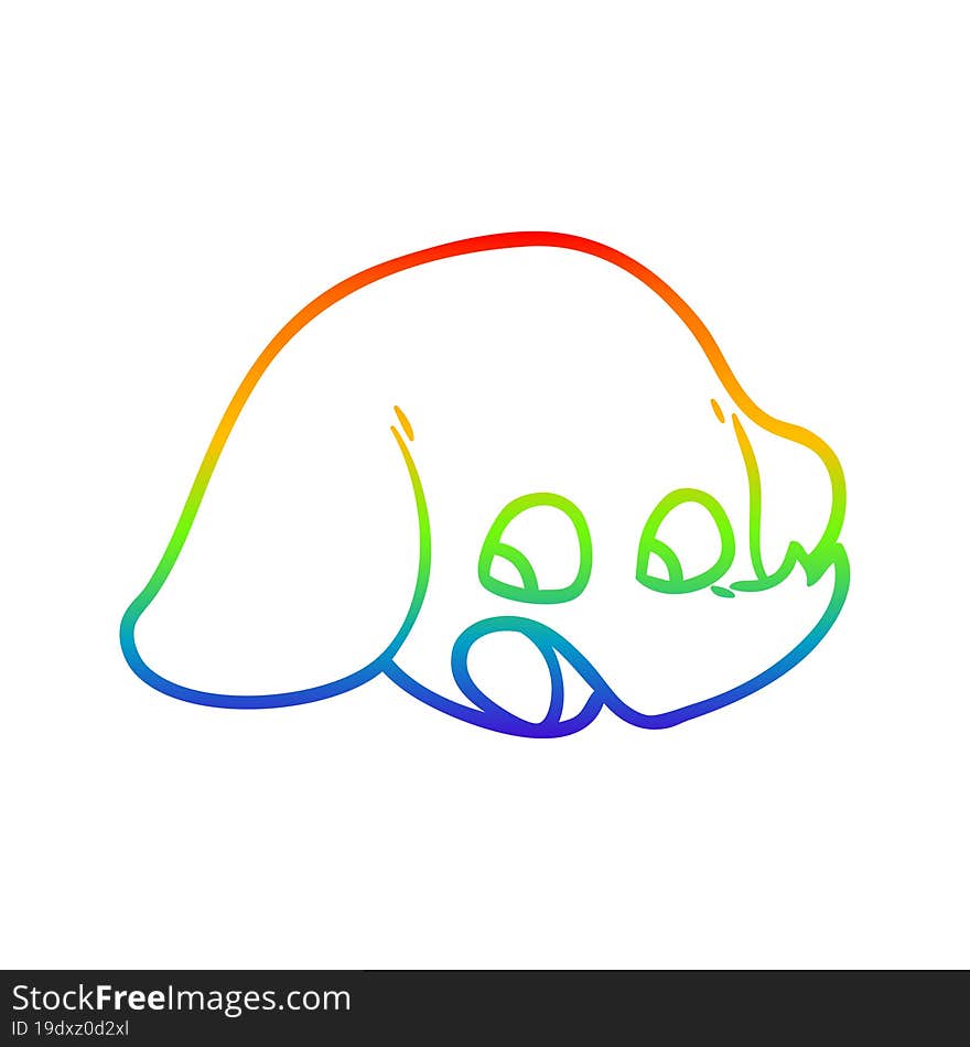 Rainbow Gradient Line Drawing Shocked Cartoon Elephant Face