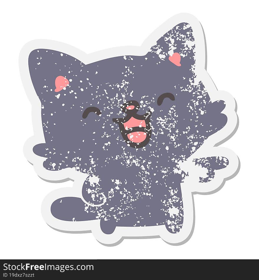 Cat Pointing And Laughing Grunge Sticker